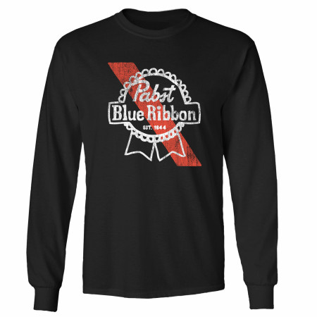 Pabst Blue Ribbon (PBR) Vintage Logo Black Long Sleeve Shirt